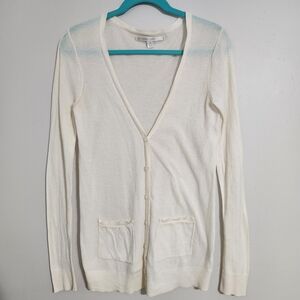 LC Lauren Conrad Ivory V-Neck Cardigan size M